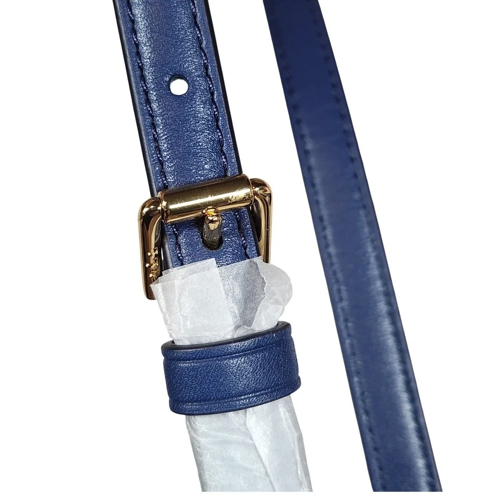 Lauren Ralph Lauren Denim Patchwork Andie Butterfly Bucket Bag Blue Gold NW $295